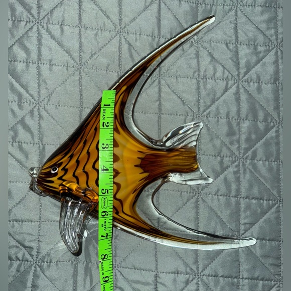 MURANO Artistic Glass Fish Sculpture in Amber and Black. 4’ X 5’. - Picture 12 of 14
